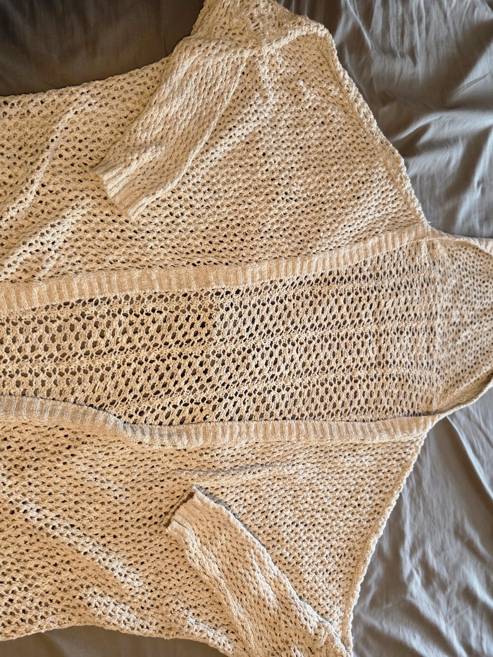Light Cream Open-Knit Women's Sweater